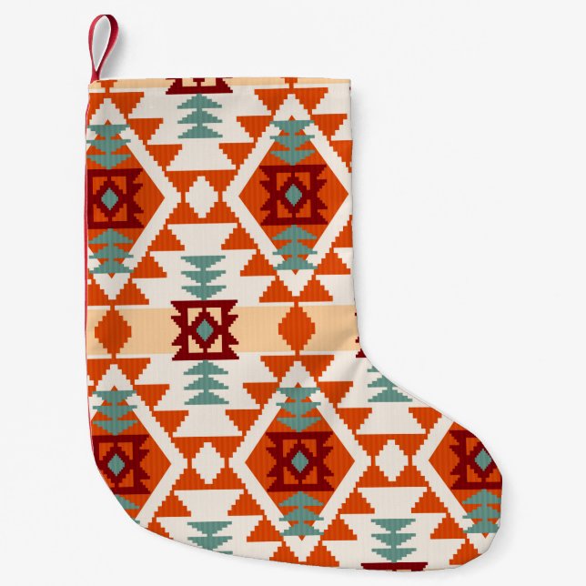 Abstraktens geometriska sömlösa mönster,native ame liten julstrumpa (Framsidan)