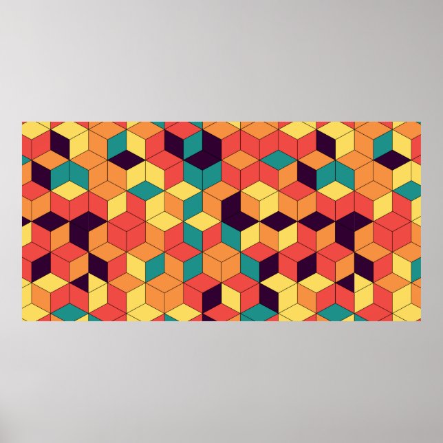 Abstraktens geometriska sömlösa mönster på kuber f poster (Framsidan)