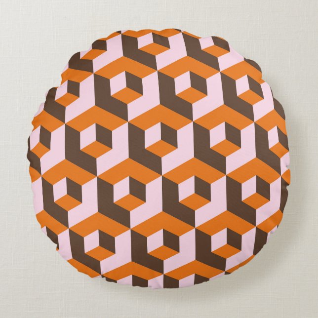 Abstraktens geometriska sömlösa utformning. rund kudde (Framsidan)