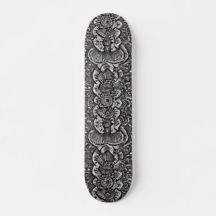 Abstraktens geometriska utformning svart vitt mini skateboard bräda 18,5 cm