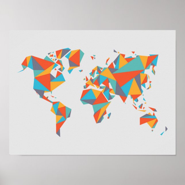 Abstraktens geometriska världskarta poster (Framsidan)