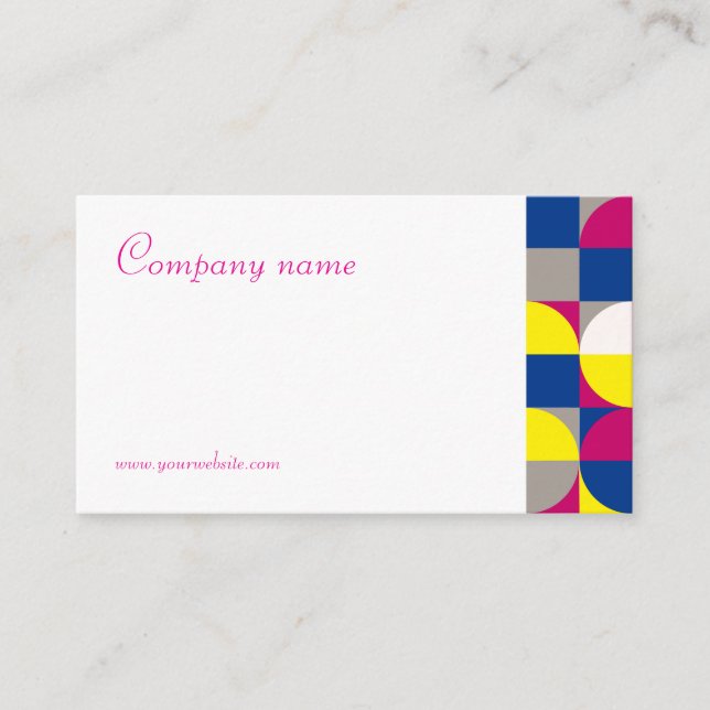 Abstraktens geometriska vita fuchsia QR-Affärskort Visitkort (Framsida)