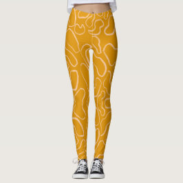 Abstraktens geometriska vita kurvform leggings