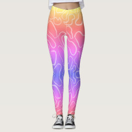 Abstraktens geometriska vita kurvform leggings
