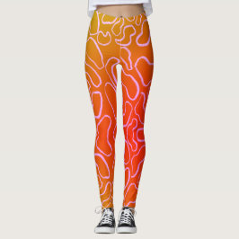 Abstraktens geometriska vita kurvform leggings