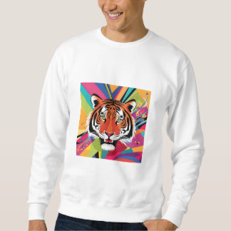abstraktens grafik Tiger-design som är vibrerande. Lång Ärmad Tröja