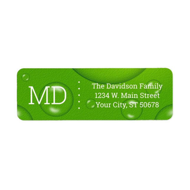 Abstraktens Grönt - begränsa droppar Returadress Etikett (Framsidan)