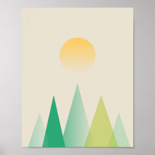 Abstraktens grönt berg poster
