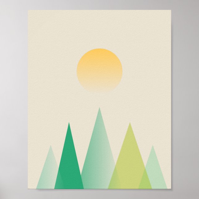 Abstraktens grönt berg poster (Framsidan)