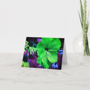 Abstraktens Grönt Hibiscus Flower Note Card Tack Kort