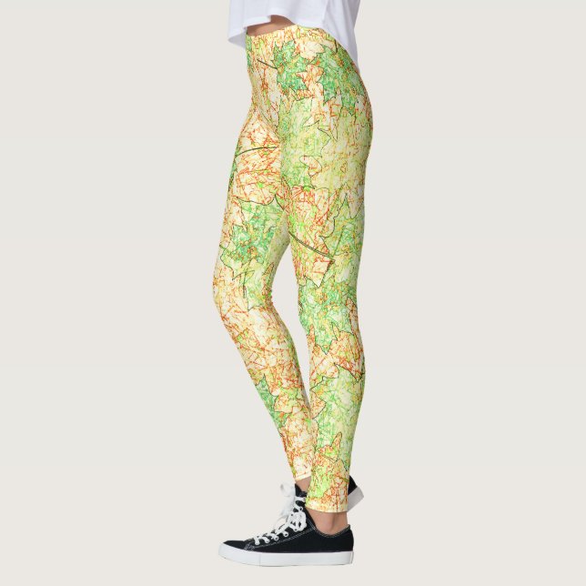 Abstraktens grönt löv av acer på frigjord mark leggings (Vänster)