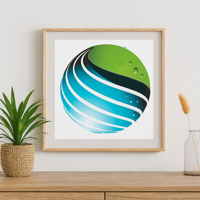 Abstraktens Grönt och Blå Globe Modern Earth Poster (Skapare uppladdad)