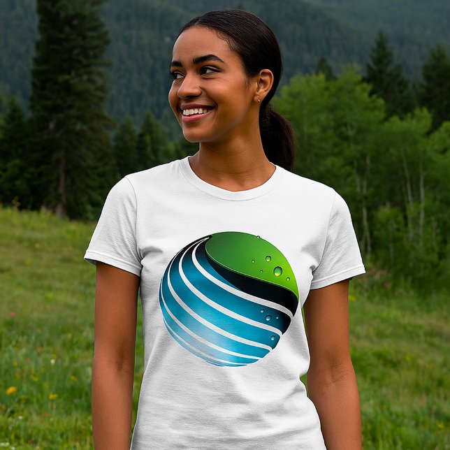 Abstraktens Grönt och Blå Globe Modern Earth T Shirt (Skapare uppladdad)
