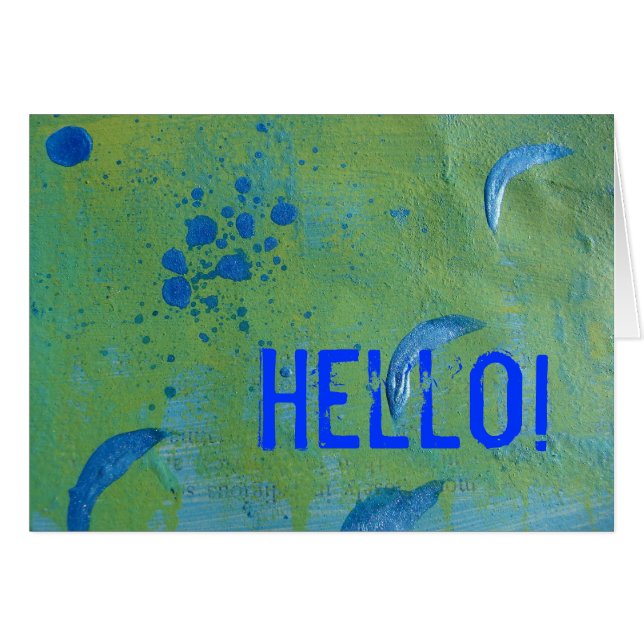 Abstraktens Grönt och Blå, Hej! Hälsningskort (Framsidan Horizontal)
