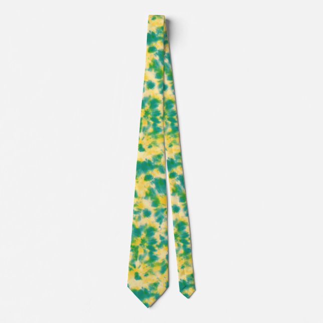 Abstraktens Grönt och Gult Vattenfärgsfärgsfärg Fä Slips (Framsida)