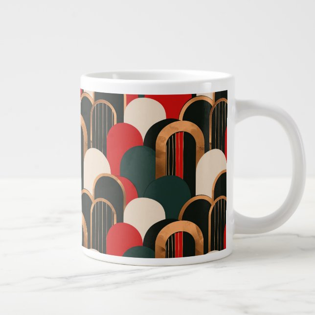 Abstraktens Grönt Orange Vit Jumbo Mugg (Höger)
