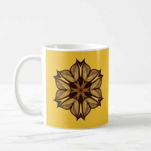 Abstraktens Gult blomma Kaffemugg (Vänster)