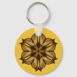 Abstraktens Gult blomma Nyckelring