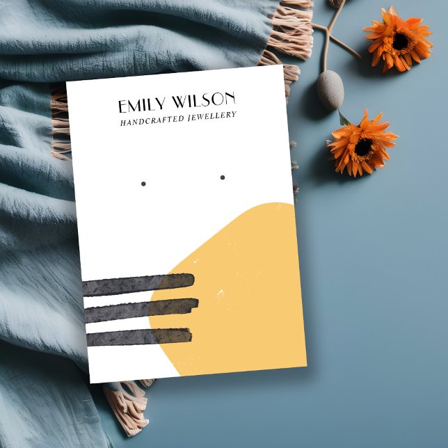 ABSTRAKTENS GULT FORMULÄR STUD EARRING VISNING CAR VISITKORT (Skapare uppladdad)