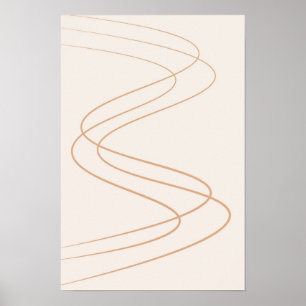 abstraktens gult och beige konst/ minimalistisk li poster