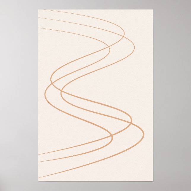 abstraktens gult och beige konst/ minimalistisk li poster (Framsidan)