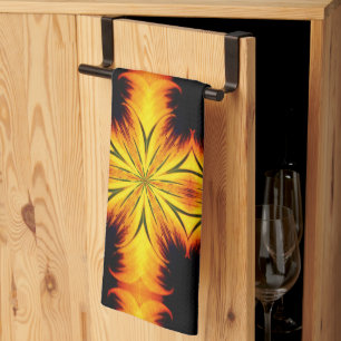 Abstraktens Gult och Brun Kaleidoscope Art Kökshandduk