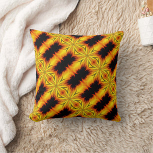 Abstraktens Gult och Brun Kaleidoscope Art Kudde