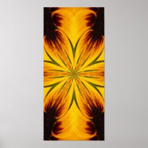 Abstraktens Gult och Brun Kaleidoscope Art Poster