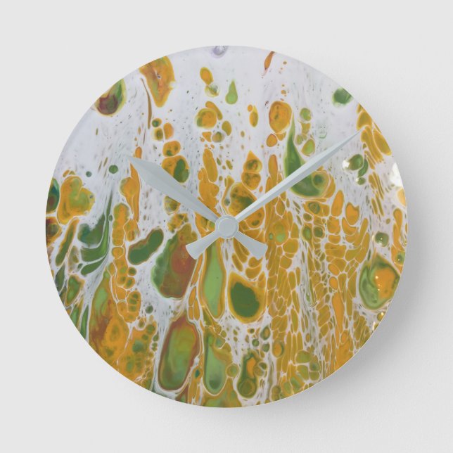 Abstraktens gult och grönt rund klocka (Framsida)