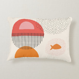 Abstraktens halvcirkel Drar fisk Pillow 16 x 12 tu Prydnadskudde