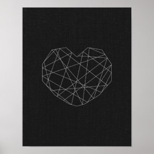 Abstraktens hjärtavtryck. Svartvit. Modern kärlek Poster