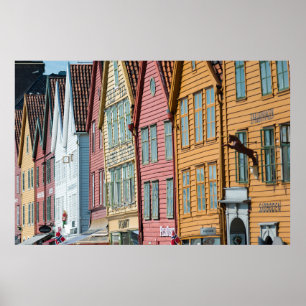 Abstraktens image Tyske Bryggen-trähus Bergen Poster