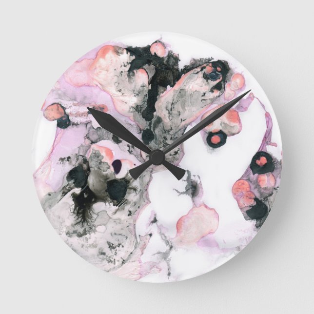 abstraktens klara vattenfärg rund klocka (Framsida)