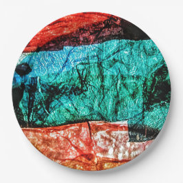 Abstraktens kollage av papper plaståtervunnen plas