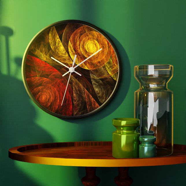 Abstraktens konsrunda Spiral Stor Klocka (Sun Flower Floral Modern Abstract Art Pattern Wall Clock)