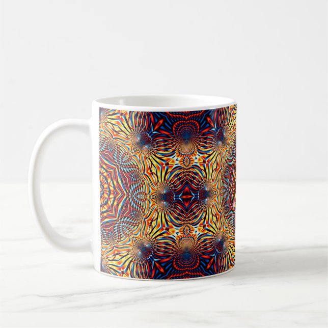 Abstraktens kvadratbakgrund. Symmetrisk runda deko Kaffemugg (Vänster)