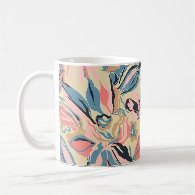 Abstraktens lapptäcke: geometrisk blommigt kräm. kaffemugg (Vänster)