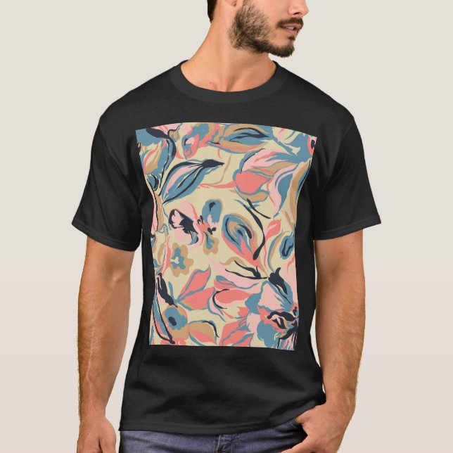 Abstraktens lapptäcke: geometrisk blommigt kräm. t shirt (Framsida)