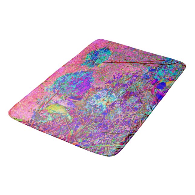 Abstraktens Lila och Blue Hydrangea med Magenta Badrumsmatta (Vinklad)