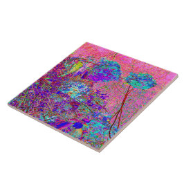 Abstraktens Lila och Blue Hydrangea med Magenta Kakelplatta