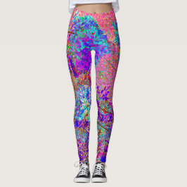 Abstraktens Lila och Blue Hydrangea med Magenta Leggings