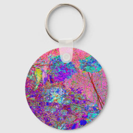 Abstraktens Lila och Blue Hydrangea med Magenta Nyckelring