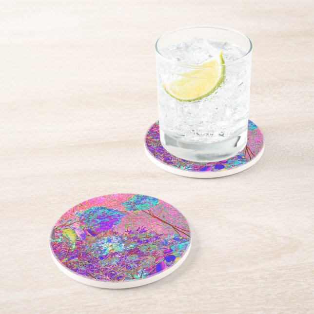 Abstraktens Lila och Blue Hydrangea med Magenta Underlägg (Sidan)