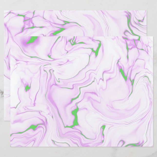 Abstraktens Lila och Grönt - Pappra skrapbok (Fram/baksida)