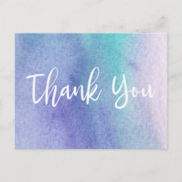 Abstraktens Lila och Tack med blå vattenfärg Vykort