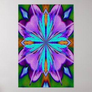 Abstraktens Lila och turkos Kaleidoscope Art Poster