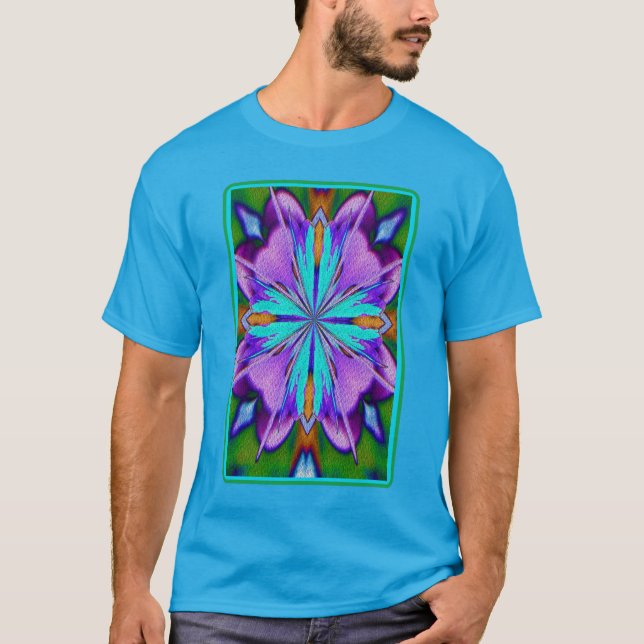 Abstraktens Lila och turkos Kaleidoscope Art T Shirt (Framsida)