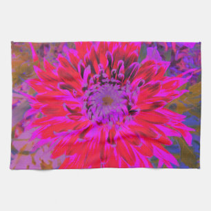 Abstraktens Magenta, Lila och Red Dahlia Flower Kökshandduk