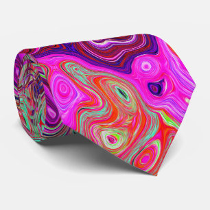 Abstraktens Magenta och Grönt Retro Liquid Swirl Slips