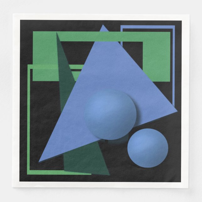 abstraktens målning, abstraktion, grönt och svart pappersservett (Framsida)